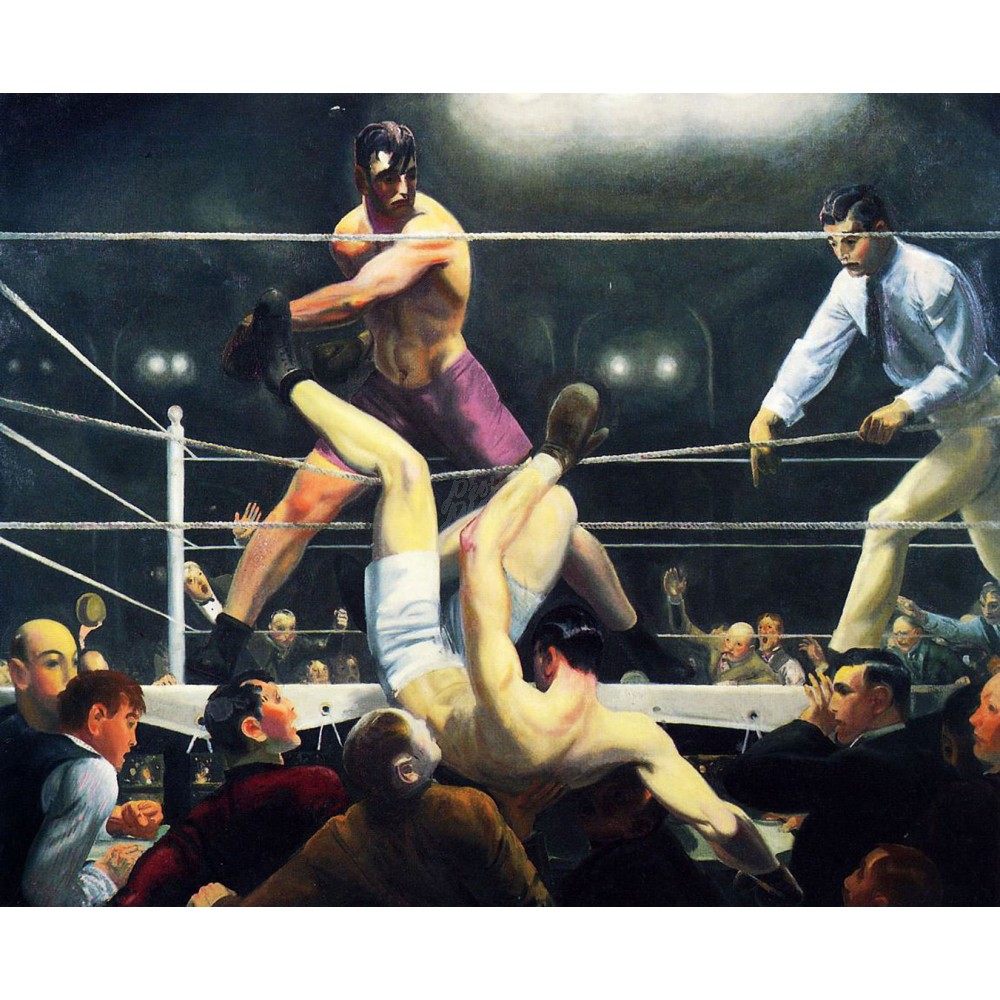1000x1000 George Bellows - Dempsey And Firpo Painting