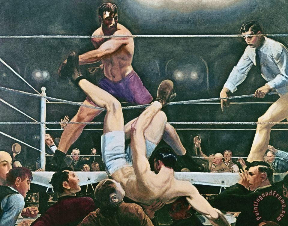 960x754 George Wesley Bellows Dempsey V Firpo In New York City Painting - Dempsey And Firpo Painting