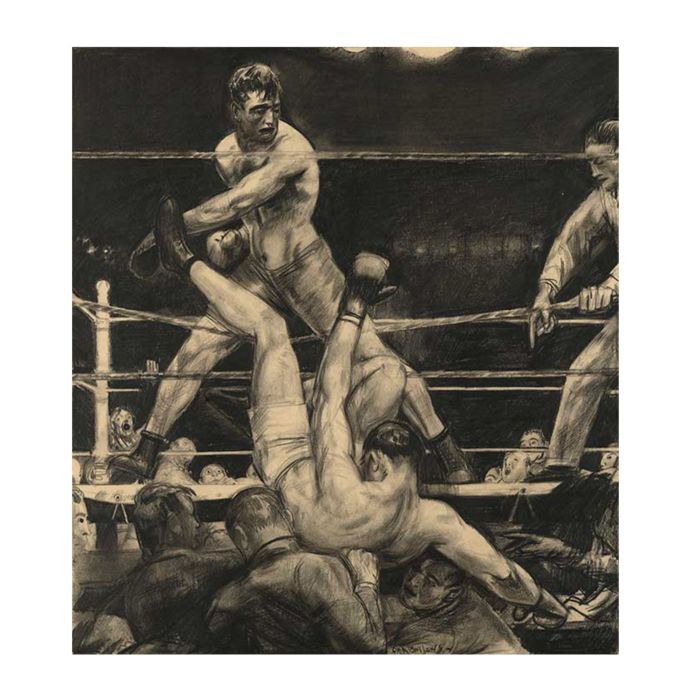 700x700 George Bellows Dempsey Through The Ropes Print - Dempsey Firpo Painting