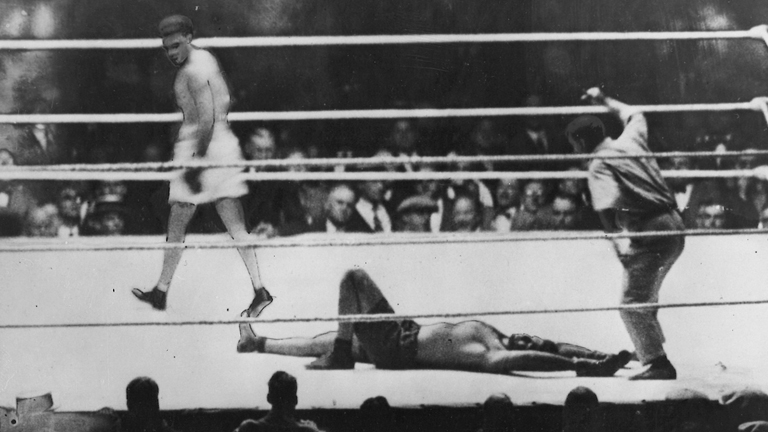 768x432 On This Day Jack Dempsey Is Knocked Out Of The Ring In A Wild - Dempsey Vs Firpo Painting