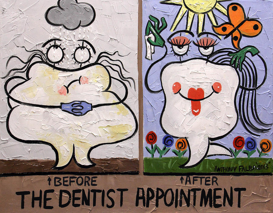 900x702 The Dentist Appointment Dental Art By Anthony Falbo Painting By - Dental Painting