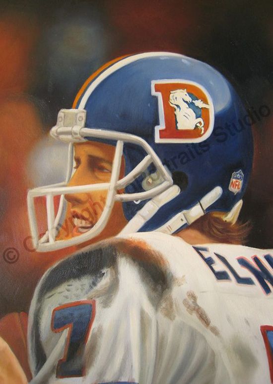 550x771 John Elway, Denver Broncos - Denver Broncos Painting