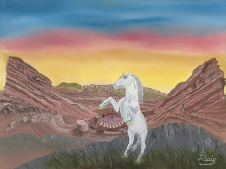 770x577 Saatchi Art Rearing Horse Denver Broncos Mascot - Denver Broncos Painting