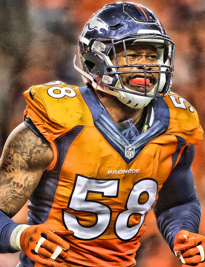 692x900 Von Miller Broncos Art 3 Painting By Joe Hamilton - Denver Broncos Painting