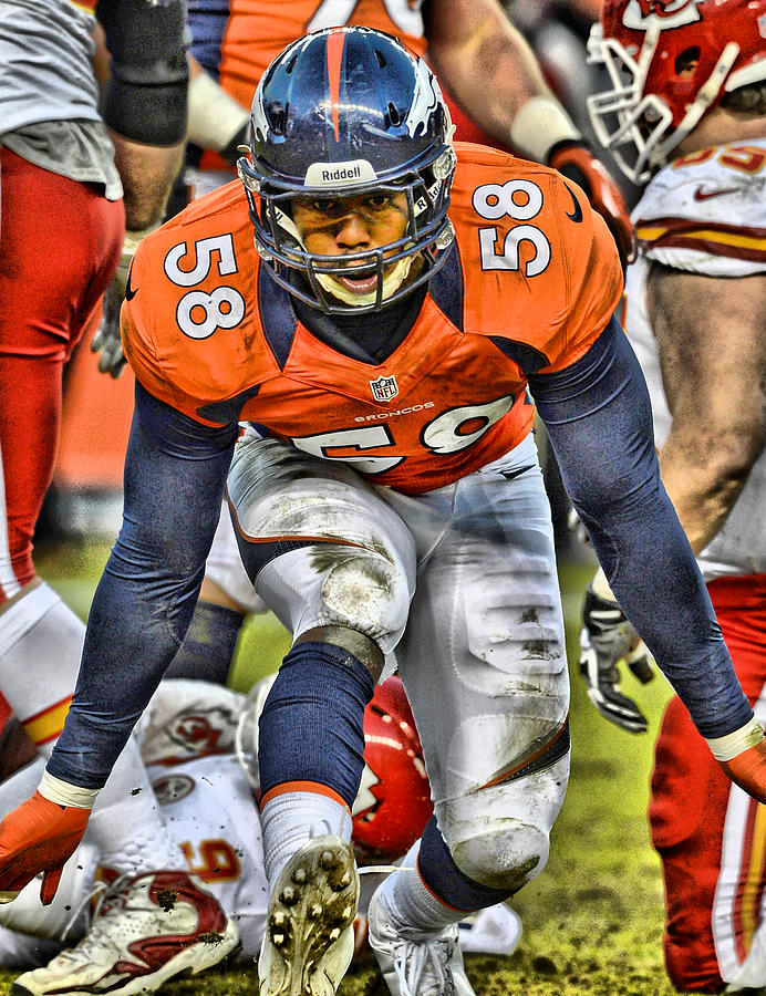 692x900 Von Miller Broncos Art 4 Painting By Joe Hamilton - Denver Broncos Painting