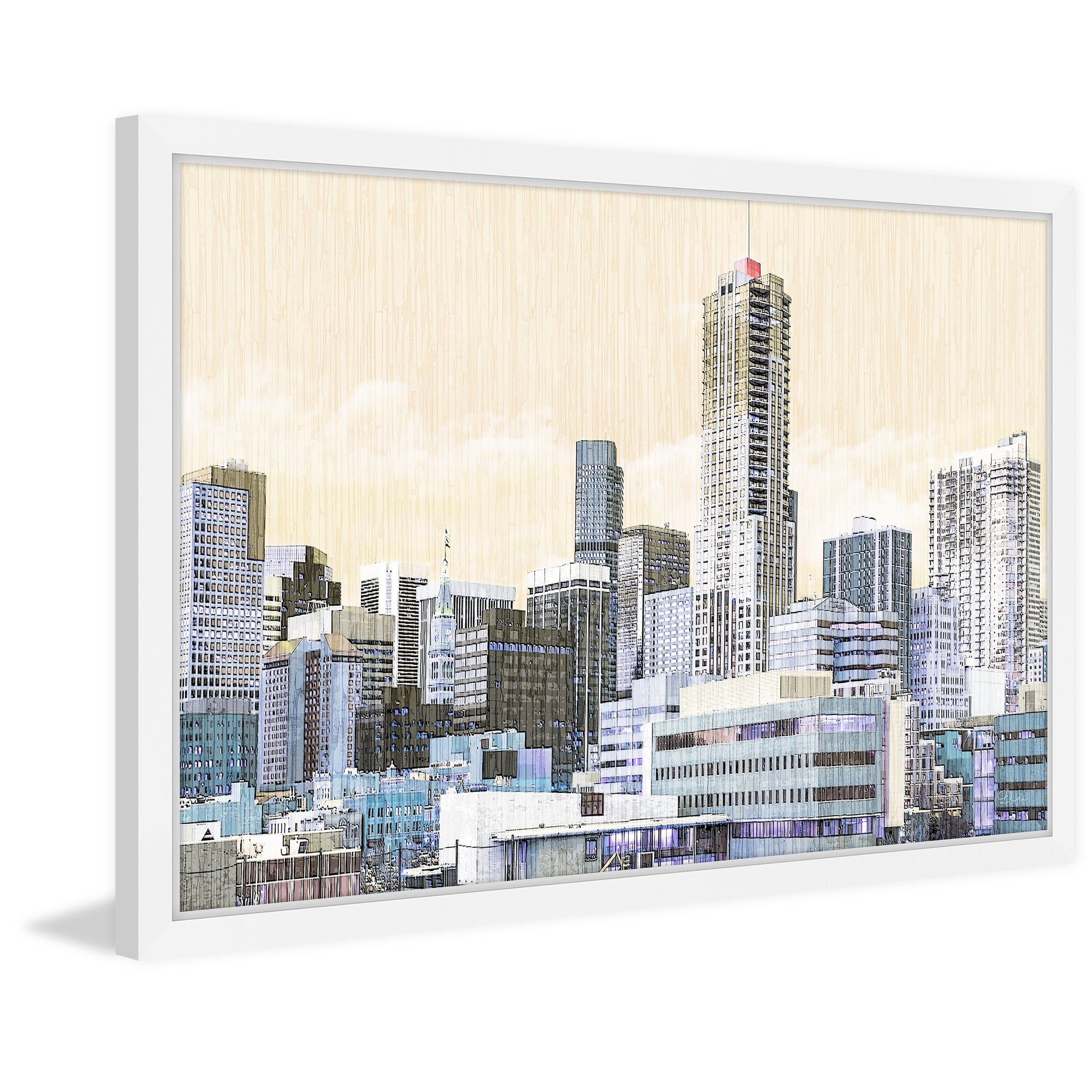 3000x3000 Denver Skyline' Framed Painting Print Products - Denver Skyline Painting