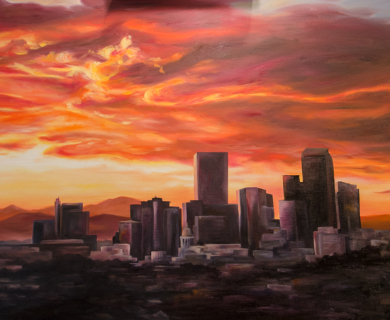 550x452 Denver Skyline Painting - Denver Skyline Painting