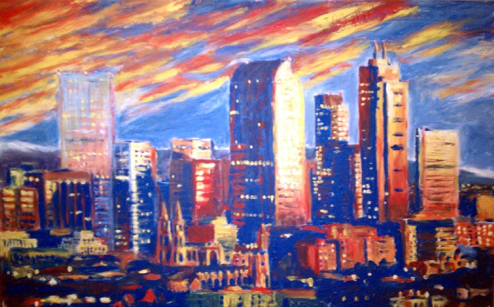 961x597 Devin Montagne Gallery - Denver Skyline Painting