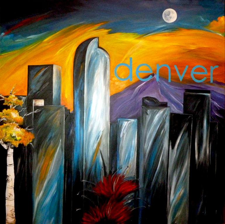 770x768 Saatchi Art Denver Skyline Painting By Jean Habeck - Denver Skyline Painting