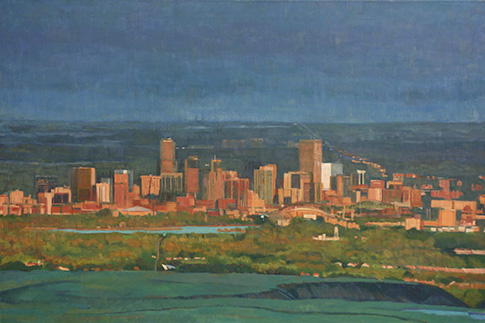 485x323 Blood Moon - Denver Skyline Painting