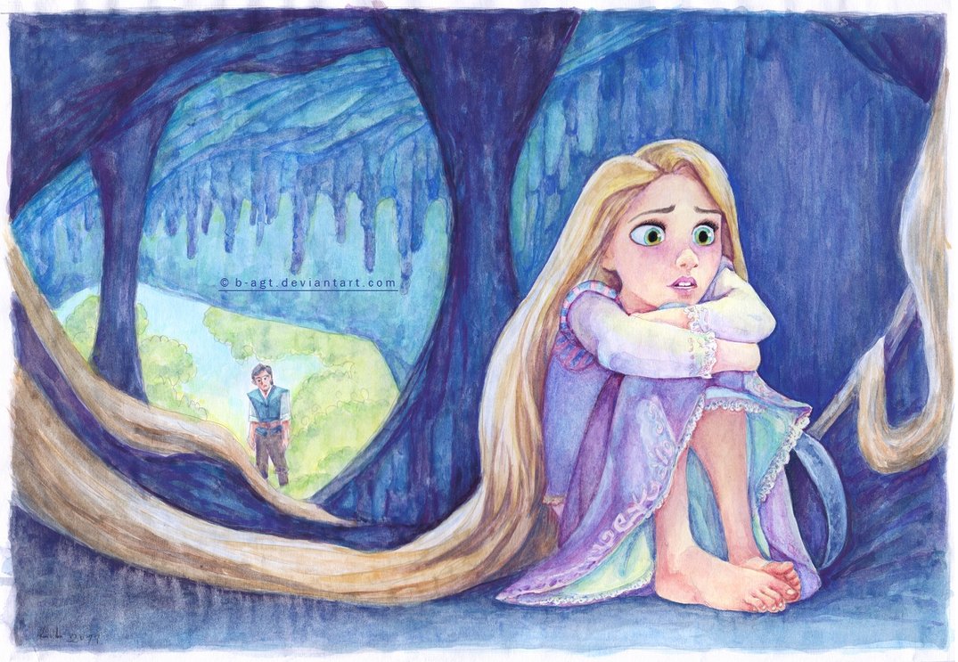 1075x743 Rapunzel Getting Depressed By B Agt - Depressed Girl Painting