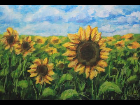 480x360 How To Paint A Field Of Sunflowers With Acrylic - Depth Of Field Painting