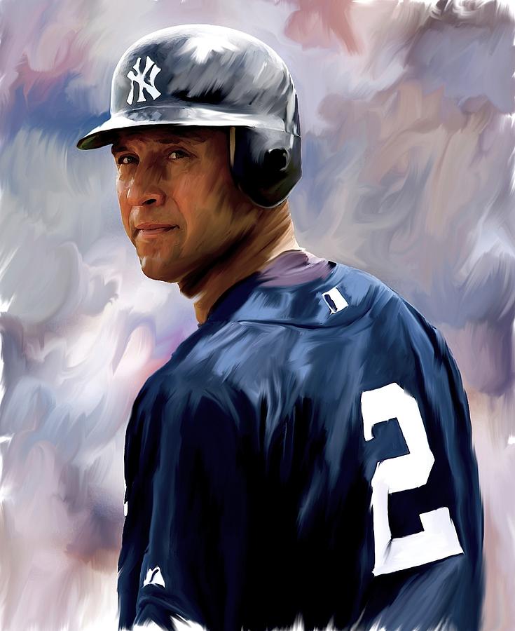 735x900 Derek Jeter Painting By Iconic Images Art Gallery David Pucciarelli - Derek Jeter Painting