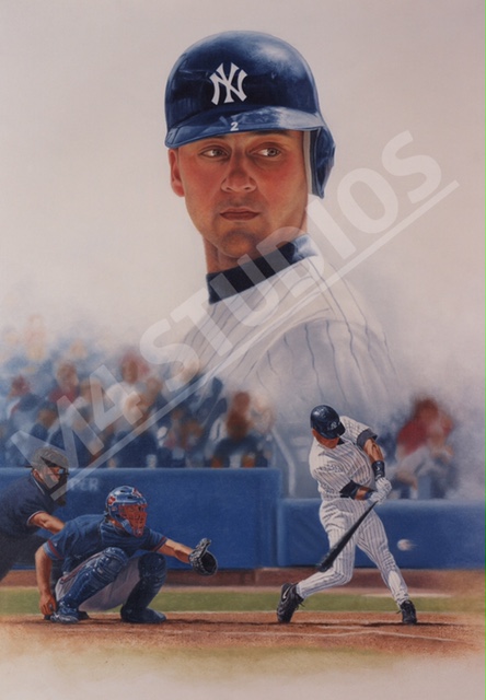 444x640 Derek Jeter By Mike Kupka - Derek Jeter Painting