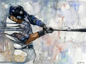 300x224 The Captain Derek Jeter Painting By Michael Pattison - Derek Jeter Painting