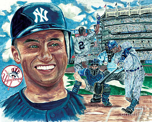 300x240 Derek Jeter 3000 Hit Painting By Israel Torres - Derek Jeter Painting