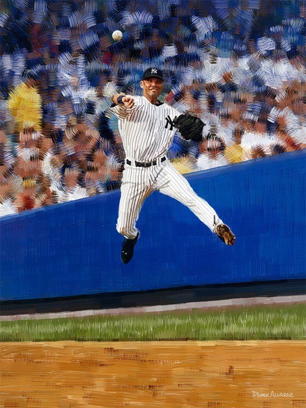 600x800 Derek Jeter Jump Throw - Derek Jeter Painting