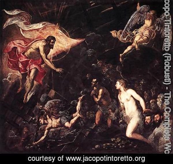 600x572 Jacopo Tintoretto (Robusti) - Descent Into Hell Painting