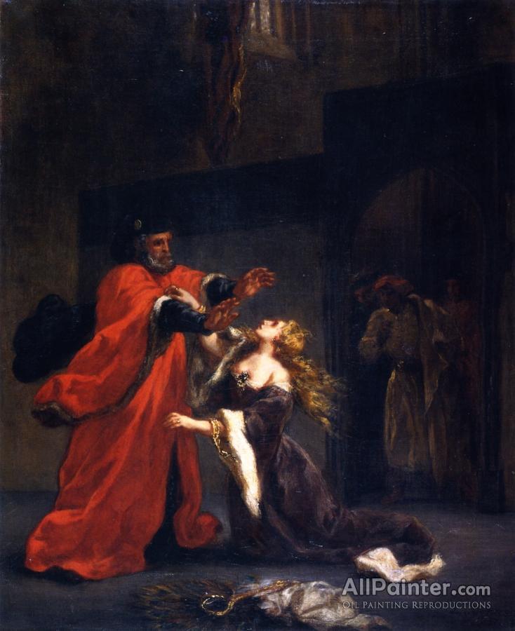 734x900 Delacroix Desdemona Cursed By Her Father Oil Painting - Desdemona Painting