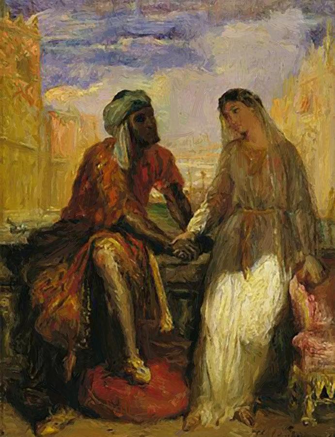 691x900 Othello And Desdemona In Venice 1850 Painting By Chasseriau Theodore - Desdemona Painting