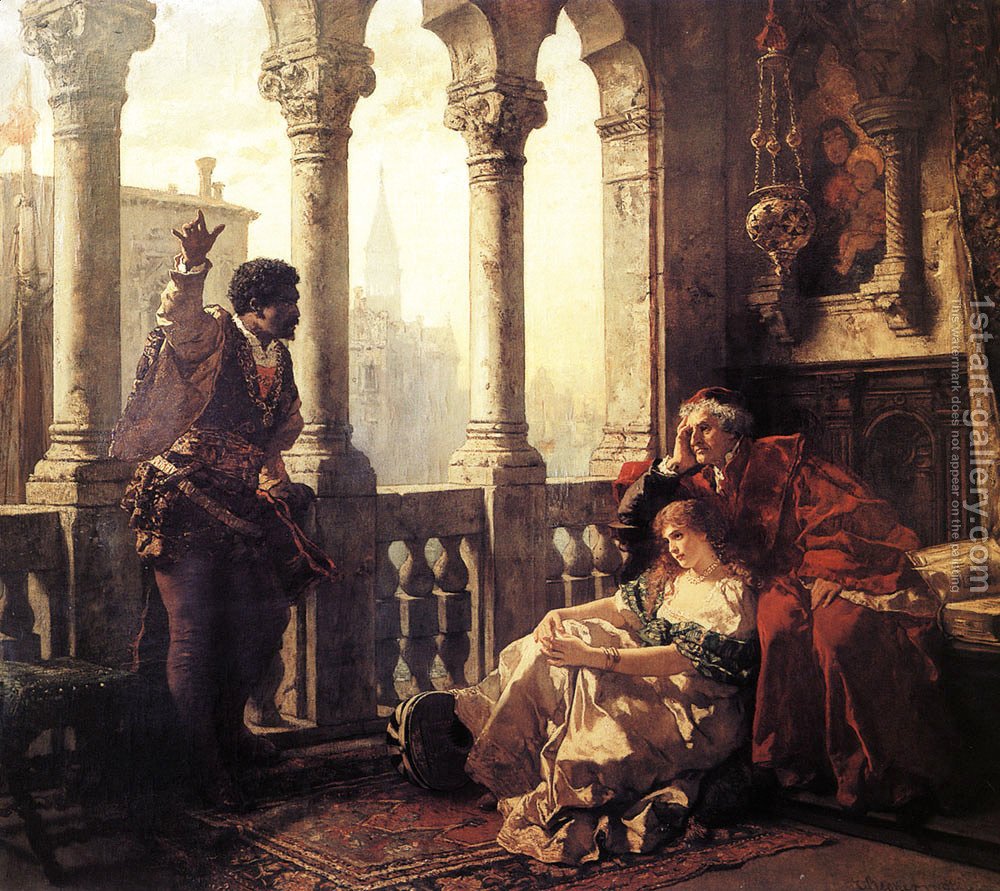 1000x891 Othello Relating His Adventures To Desdemona Carl Ludwig Friedrich - Desdemona Painting