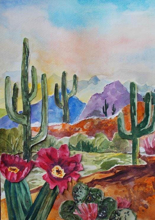 Desert Cactus Painting at PaintingValley.com | Explore collection of ...