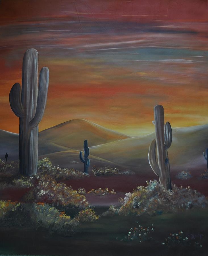 732x900 Desert Cactus Painting By Marilyn Hibler - Desert Cactus Painting