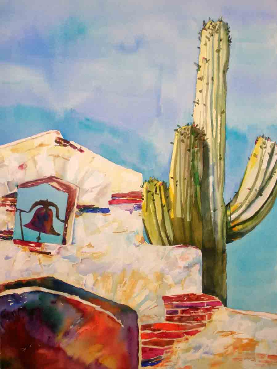 899x1200 Kaysmithbrushworks Desert Icons Mission And Cactus - Desert Cactus Painting