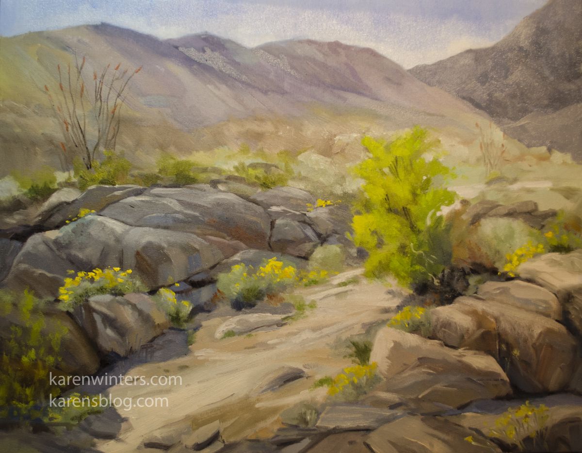 1200x933 California Desert Wildflowers Landscape Painting - Desert Landscape Painting