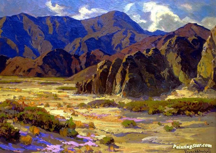 720x509 Desert Mountains, Coachella Valley Artwork By Franz Bischoff Oil - Desert Mountain Painting