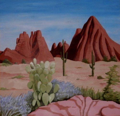 500x482 Desert Mountain Mural - Desert Mountain Painting