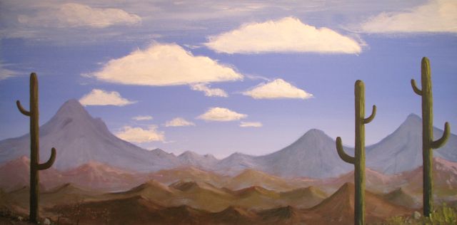 640x316 Obraza Gallery - Desert Mountain Painting