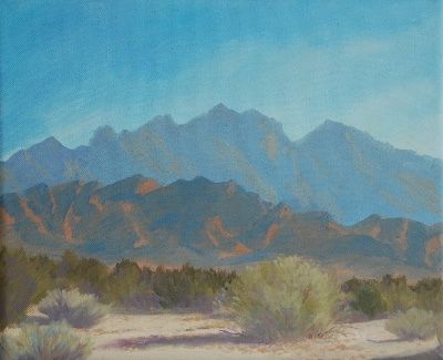 400x325 Winter Afternoon, Providence Mountains (Tina Bluefield) - Desert Mountain Painting
