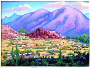 300x224 Beautiful Original Desert Mountain Landscape Oil Painting By - Desert Mountain Painting