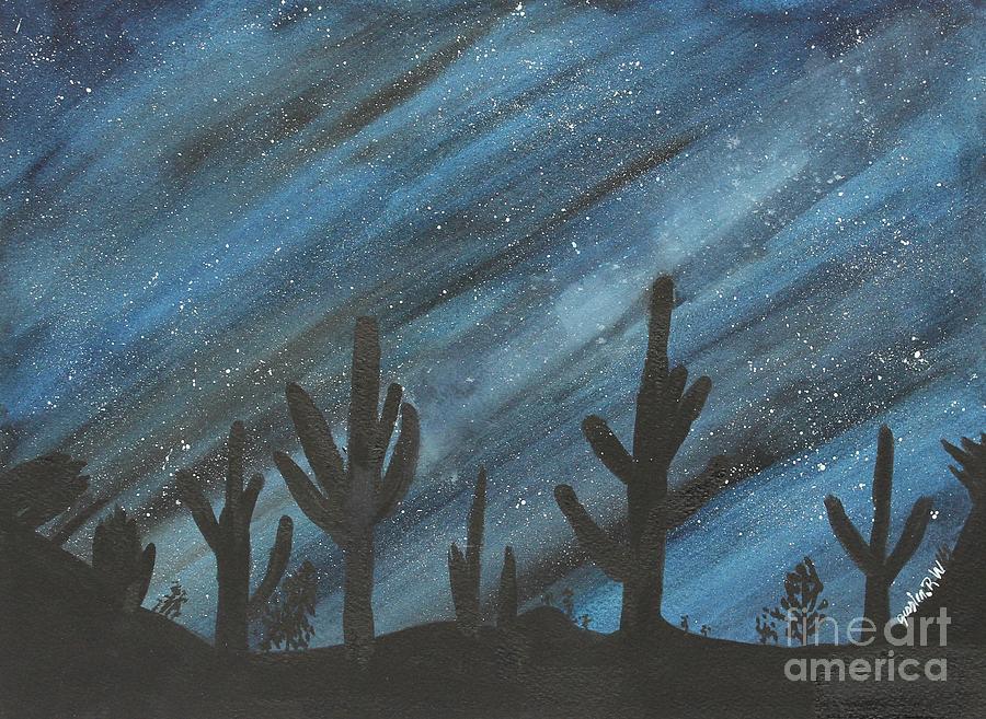 900x657 Desert Night Painting By Jessica Williams - Desert Night Painting