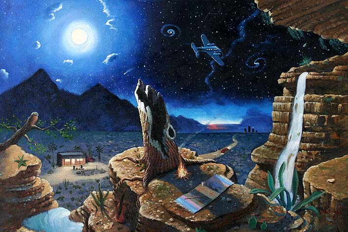 709x473 Desert Night View - Desert Night Painting