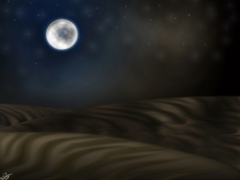 800x600 Desert - Desert Night Painting