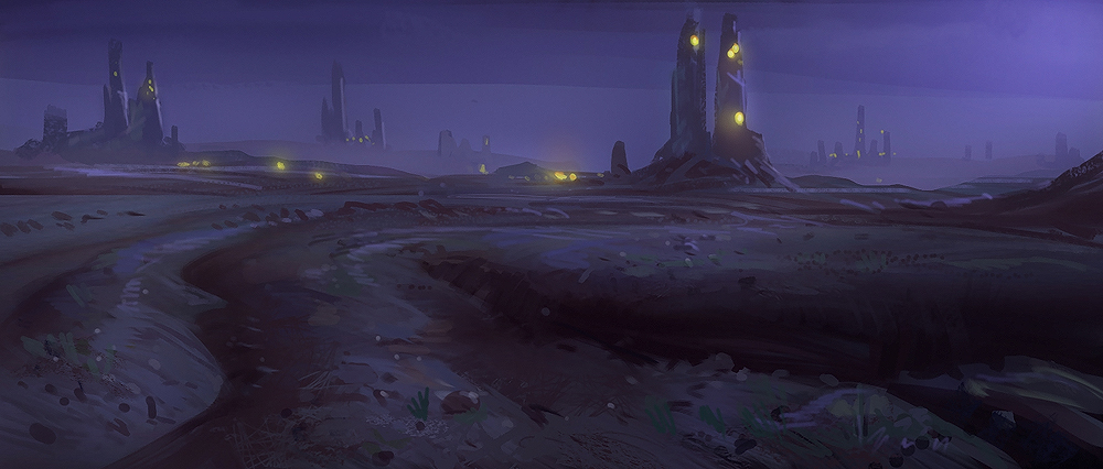 1000x426 Desert Night By Etwoo - Desert Night Painting
