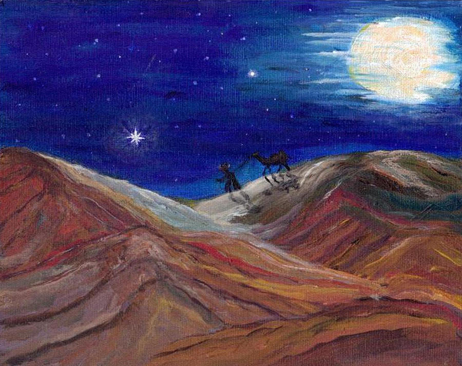 900x713 Arabian Night Painting By Mary Sedici - Desert Night Painting