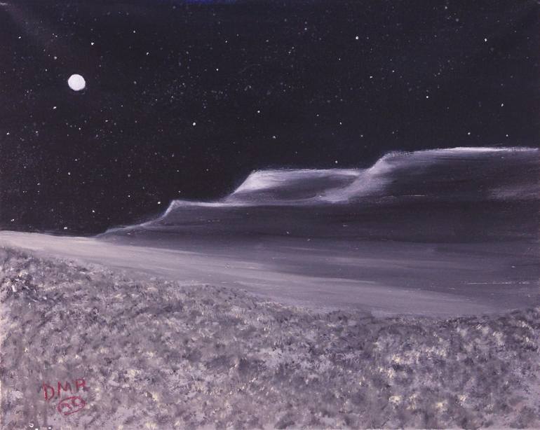 770x614 Saatchi Art Desert Solitude Painting By David Richers - Desert Night Painting