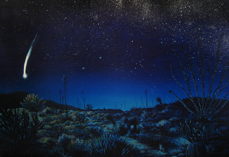 900x615 Desert Meteor Painting By Matthew Pinkey - Desert Night Painting