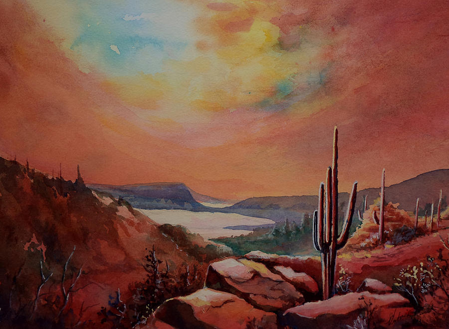 900x659 Desert Oasis Painting By Victoria Wills - Desert Oasis Painting