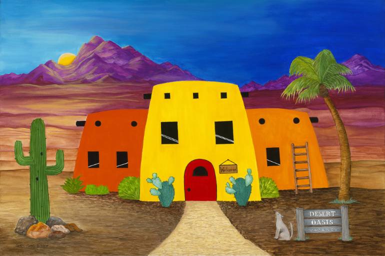 770x513 Saatchi Art Desert Oasis Painting By Carol Sabo - Desert Oasis Painting