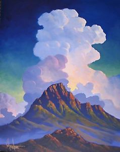238x300 Original William Hawkins Landscape Painting, Southwestern Clouds - Desert Painting