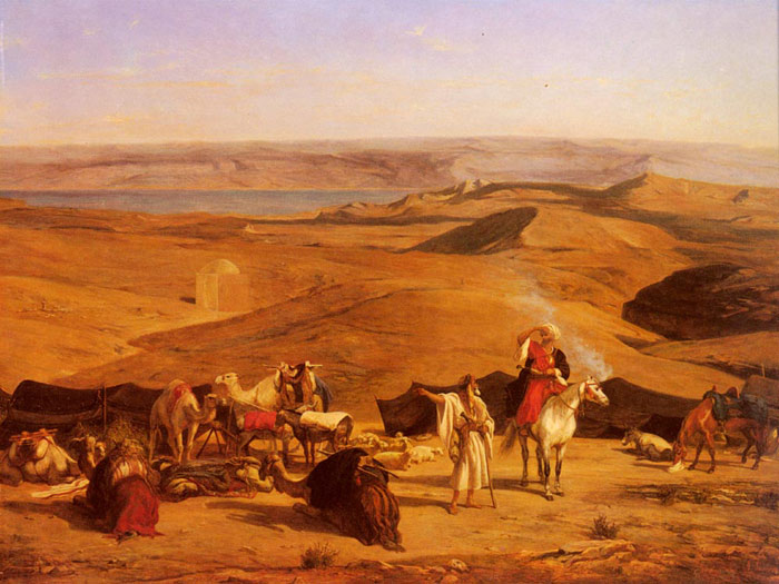 700x525 Oil Painting Reproduction Of Pasini The Desert Encampment - Desert Painting Images