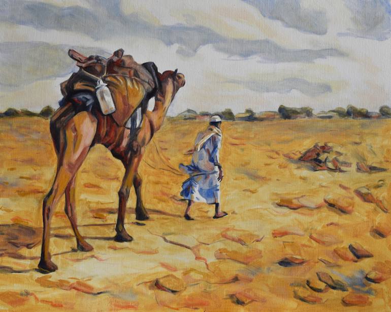 770x616 Saatchi Art Traveler, Thar Desert Painting By Adnan Yunus - Desert Painting Images