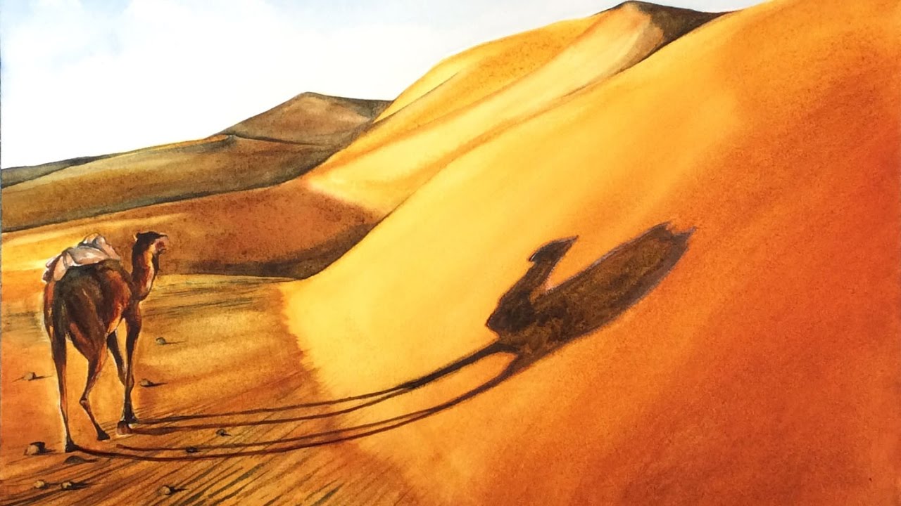1280x720 Watercolor Sahara Desert Painting Demonstration - Desert Painting Images
