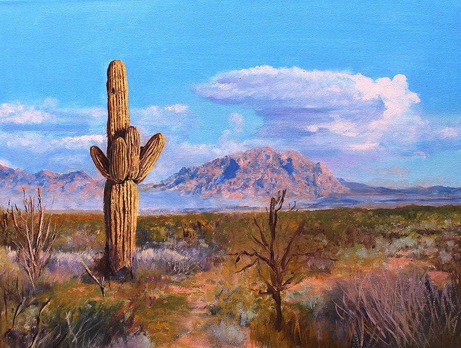 900x680 Desert Scene 4 Painting By M Diane Bonaparte - Desert Scene Painting