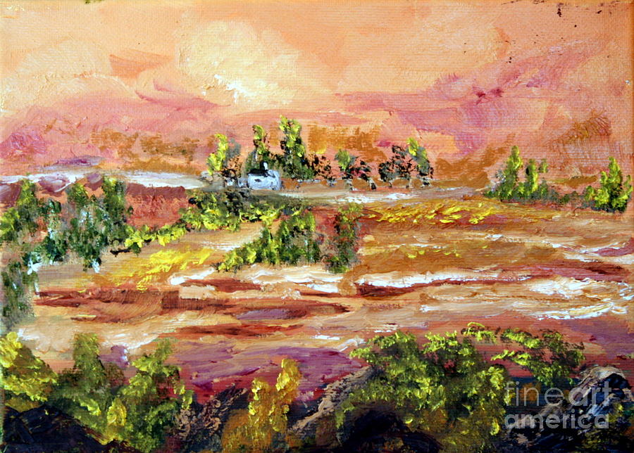 900x644 Desert Scene Painting By Ellen Young - Desert Scene Painting
