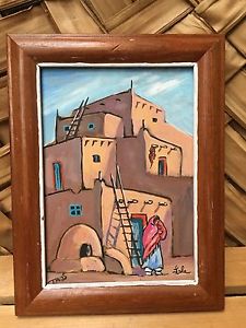 225x300 Small Original Painting Taos Desert Scene Acrylic Framed Ebay - Desert Scene Painting